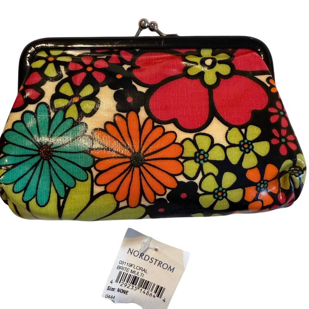 Vintage Nordstrom Cosmetic Bags Vinyl Black 70's Floral Set Lot - Picture 3 of 11